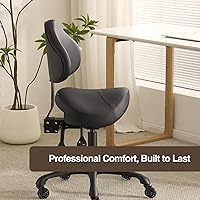DR.LOMILOMI Pneumatic Swivel Rolling Saddle Chair with Wheels and Ergonomic Back Support — image 8