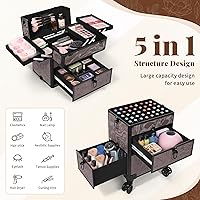 AROUS Rolling Makeup Train Case with 3 Drawers — image 3