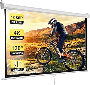 Smartxchoices 120″ HD Manual Projector Screen 1:1 Format
