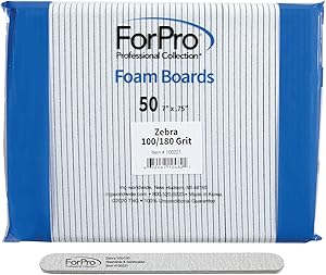 ForPro Professional Collection Zebra Foam Board 100/180 Grit Nail File 50-Count