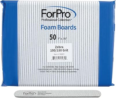 ForPro Professional Collection Zebra Foam Board 100/180 Grit Nail File 50-Count
