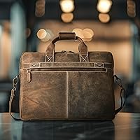 Leather Village 18″ Leather Laptop Messenger Briefcase Bag for Men — image 8