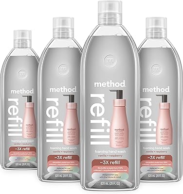 Method Premium Foaming Hand Wash Refill Vanilla + Raspberry 28oz (Pack of 4)