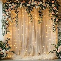 HOLITS Tulle Curtain Backdrop with 300 LED Lights, 10ft x 10ft — image 1