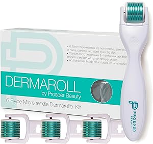 DERMAROLL by Prosper Beauty 6 Piece Derma Roller Kit with 600 Titanium Needles