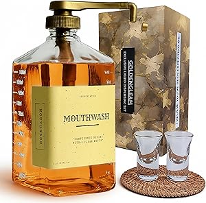 eBun Goldengleam Glass Mouthwash Dispenser with Gold Plastic Pump, 37oz Review