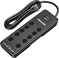 DEWENWILS 10-Outlet Surge Protector Power Strip with 4 USB Ports — image 1