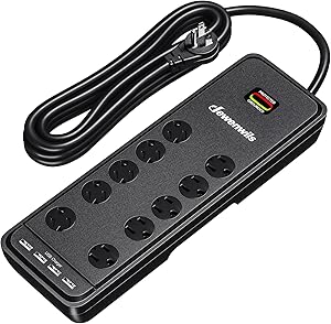 DEWENWILS 10-Outlet Surge Protector Power Strip with 4 USB Ports