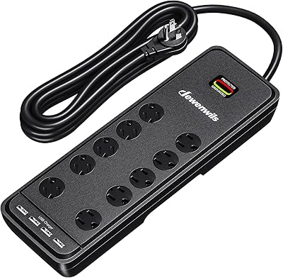DEWENWILS 10-Outlet Surge Protector Power Strip with 4 USB Ports