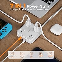 TESSAN Surge Protector Flat Extension Cord 5FT with 4 Outlets & 3 USB Ports — image 4