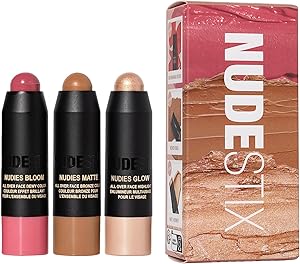 Nudestix Roses & Honey Mini Kit – 3-Piece Blush, Bronzer & Highlighter Set