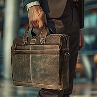 Leather Village 18″ Leather Laptop Messenger Briefcase Bag for Men — image 6