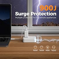 TESSAN Surge Protector Flat Extension Cord 5FT with 4 Outlets & 3 USB Ports — image 2