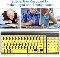 HXMJ Wireless Large Print Keyboard and Mouse Set E68 Yellow — image 2