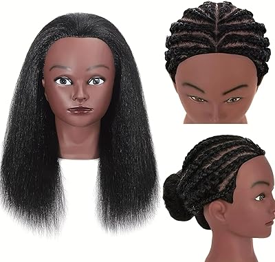 Czrleaty African Hair Mannequin Head 18 inches