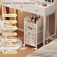 Hongtamoya Rolling Makeup Cart Organizer with 2 Drawers, White — image 7