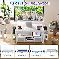 Simple Trending 2-Tier Metal Monitor Stand with Drawer and Pen Holder — image 3