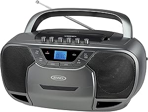 Jensen CD-590 1-Watt Portable Stereo CD and Cassette Player/Recorder with AM/FM Radio and Bluetooth