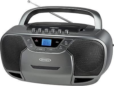 Jensen CD-590 1-Watt Portable Stereo CD and Cassette Player/Recorder with AM/FM Radio and Bluetooth