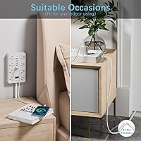 HUNIAN 10 Ft Extension Cord Power Strip with 8 Outlets and 6 USB Ports — image 5