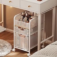 Hongtamoya Rolling Makeup Cart Organizer with 2 Drawers, White — image 1