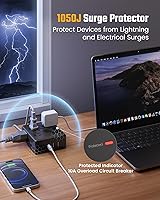 SUPERDANNY 20Ft Long Extension Cord Surge Protector Power Strip with USB-C — image 5