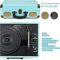 Retrolife R609 Blue Portable Bluetooth Vinyl Record Player — image 4