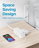 Olcorife 25ft Flat Extension Cord with 6 Outlets and 3 USB Ports — image 4