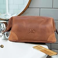 HLC Leather Toiletry Bag for Men - Tan — image 7