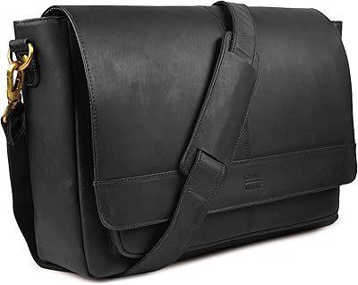 LEATHER VILLAGE Vintage Leather Messenger Bag 15.5″