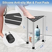 LarFaFa Stainless Steel Shower Stool with Storage Shelf — image 3