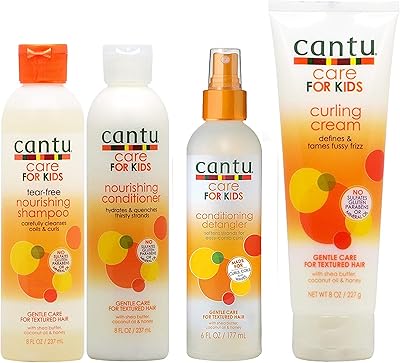 Cantu Care for Kids Shampoo, Conditioner, Detangler & Curling Cream Set