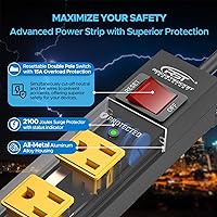 CRST 12 Outlet Heavy Duty Power Strip Surge Protector, 6FT — image 3