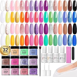 AZUREBEAUTY 42Pcs Dip Powder Nail Kit Starter – Spring Rainbow Pink Review