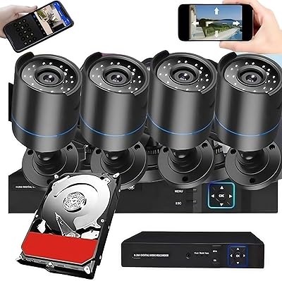5iktery 3000TVL Home Security System 4-Camera Kit