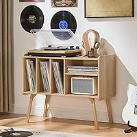 Lerliuo Record Player Stand with 4 Cabinet, Burlywood — image 8