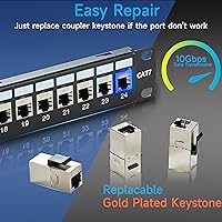 Lysymixs 24 Port RJ45 Patch Panel Cat7 STP Feed Through — image 4