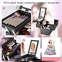 GALHUBIS Makeup Train Case with Mirror, Black — image 4