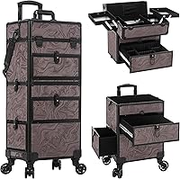 AROUS Rolling Makeup Train Case with 3 Drawers — image 1
