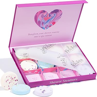 Flovista Aromatherapy Shower Steamers Gift Set – 12 Tablets, 6 Scents