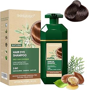 SHIHUANUO Hair Dye Shampoo 3-in-1 for Gray Hair Coverage (520mL, Brown) Review