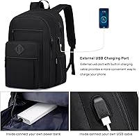 ZUBOND Unisex Black Backpack with USB Port, 15.6-Inch Laptop Compartment, 30L — image 4