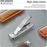 MR.GREEN Ultra Thin Nail Clippers with Cow Leather Cover (Dark Brown) — image 3
