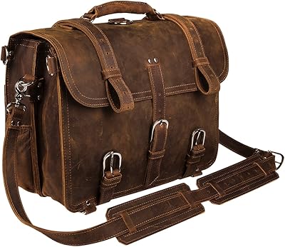 Augus Leather Messenger Bag for Men 17″ Laptop Briefcase