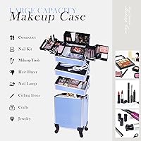 ChuangJin 5-in-1 Professional Makeup Train Case, Blue — image 6