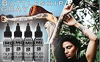 Element Tattoo Supply Battleship Gray Tattoo Ink Set – 4 Shades, 1 oz Bottles — image 8