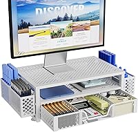 Simple Trending 2-Tier Metal Monitor Stand with Drawer and Pen Holder — image 1