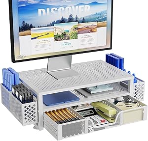 Simple Trending 2-Tier Metal Monitor Stand with Drawer and Pen Holder Review