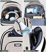 A5-Grey2-US Backpack for Men Women with USB Charging Port — image 4