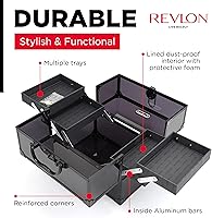 REVLON Makeup Box Organizer with Lock and Key, Smokey Tinted Transparent — image 4